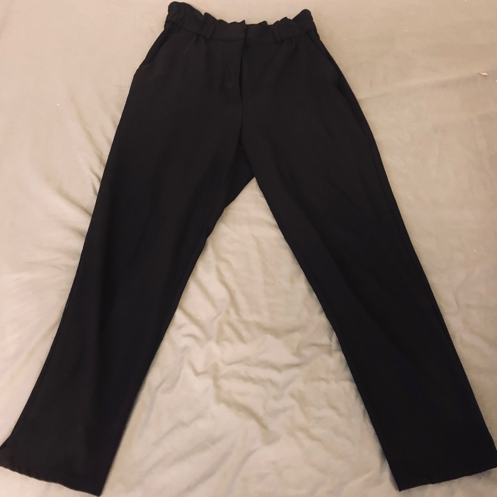 WORK PANTS: BLACK HIGH WAIST PANTS w BELT , H&M